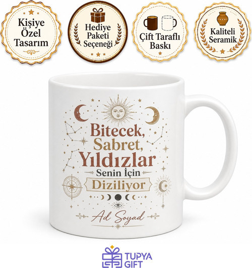 Astroloji Takipçisi Arkadaşa Retro Bitecek Sabret Yıldızlar Kupa Bardak Hediye