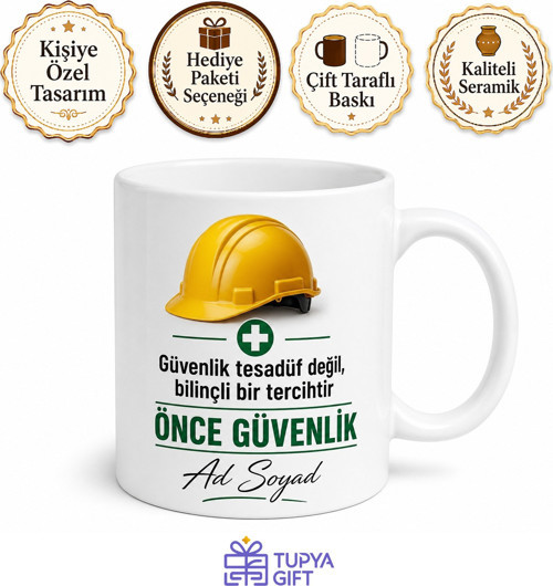 İş Sağlığı ve Güvenliği Uzmanı İSG Önce Güvenlik Baskılı Kupa Bardak Hediye
