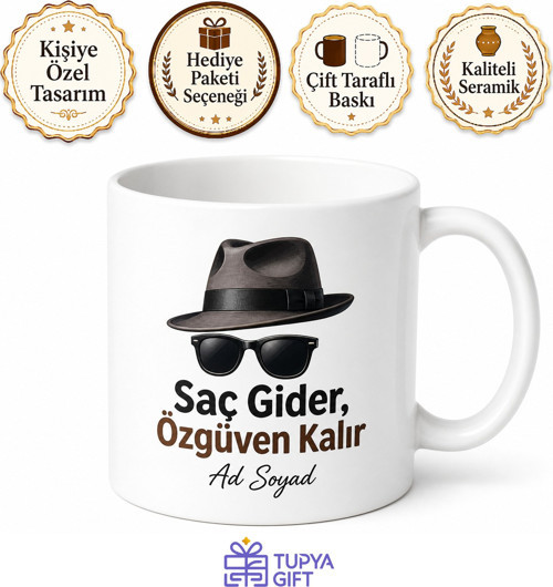 Saç Dökülmesi Esprili Kupa Özgüven Şapkası Yeni Stil Komik Hediye Bardak