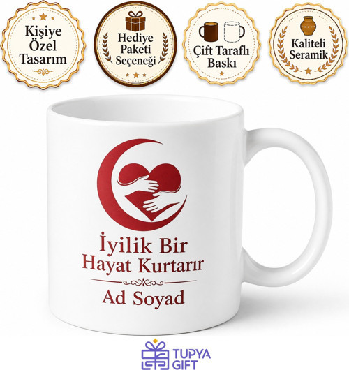 Dünya Kızılhaç Kızılay Günü Hayat Kurtaran Evrensel İyilik Temalı Hediye Kupa Bardak