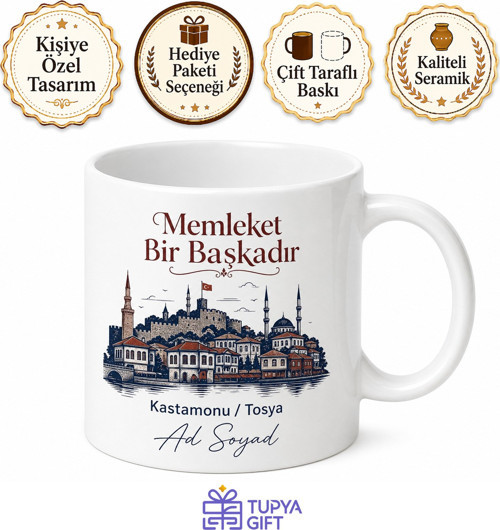 İl İlçe Yazılı (Tosya Kastamonu) Kişiye Özel Memleket Kupa Bardak Hemşehri Hediye