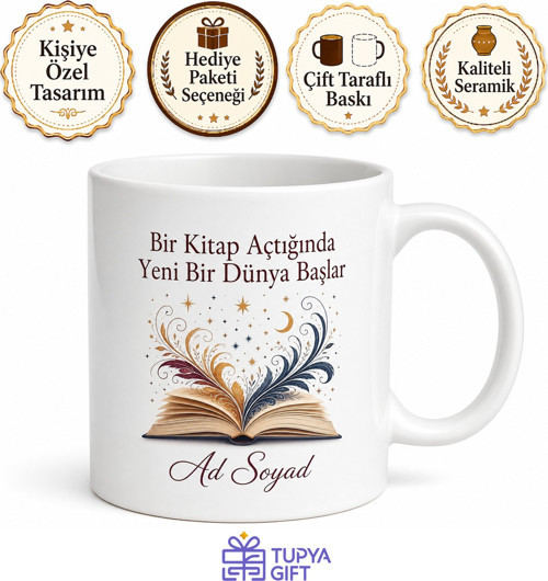 Kitap Okuma Köşesi İçin Kişiye Özel Baskılı Kupa Bardak Hediye