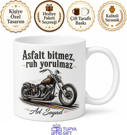 Chopper Motosiklet Severlere Asfalt Ruhu V Twin Motor Sesi Nostaljik Kupa Bardak Hediye