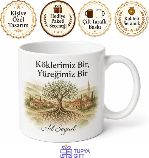 Aile Memleketi Temalı Baskılı Kupa Bardak Kişiye Özel Hediye