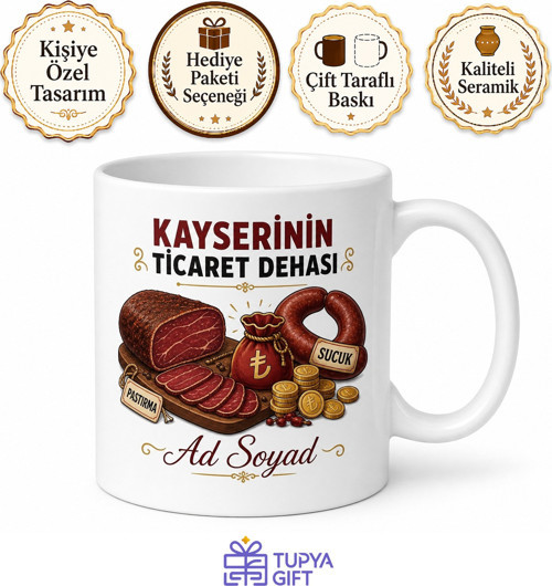 Kayseri Esprili Kupa Pastırma Sucuk Memleketi Ticaret Zekası Hediye Bardak