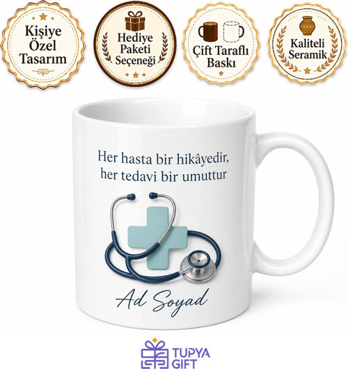Kişiye Özel Klinik Masası Baskılı Kupa Bardak Hediye