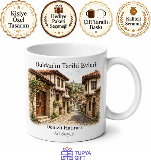 Buldan'ın Tarihi Evleri Denizli Hatırası Çay Kupası Hediye Bardak