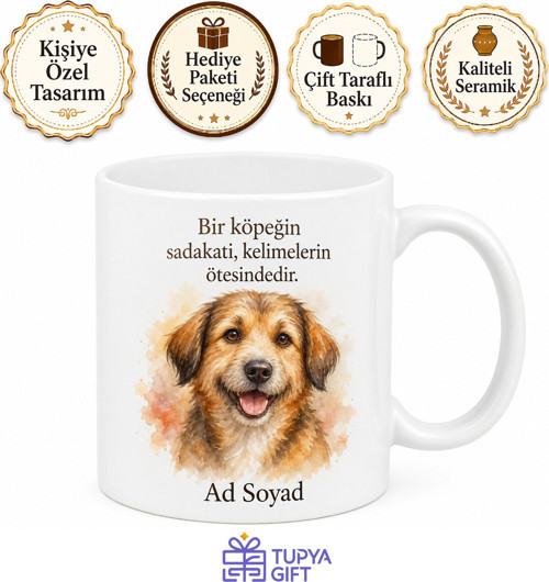 İsme Özel Köpek Temalı Baskılı Kupa Bardak Köpek Severlere Hediye