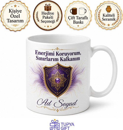 Enerji Vampirlerinden Uzak Duranlara Koruyucu Kalkan Seramik Kupa Hediye Bardak