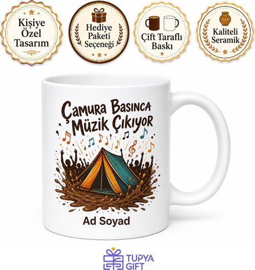 Müzik Festivali Çamur ve Eğlence Temalı Kupa Bardak Festival Hediye
