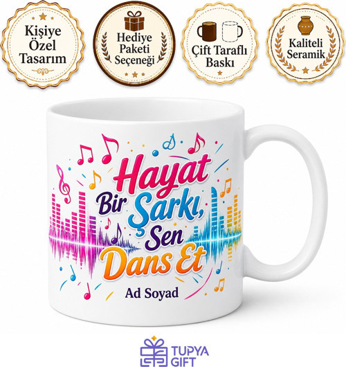 Pop Müzik Dinleyenlere Özel Dans Pisti Hit Şarkılar Eğlenceli Ritim Kupa Bardak Hediye