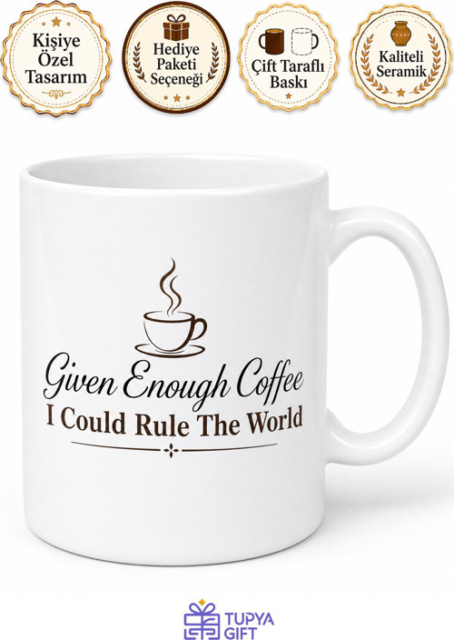 Given Enough Coffee I Could Rule The World Temalı İngilizce Kahve Kupası Hediye Bardak