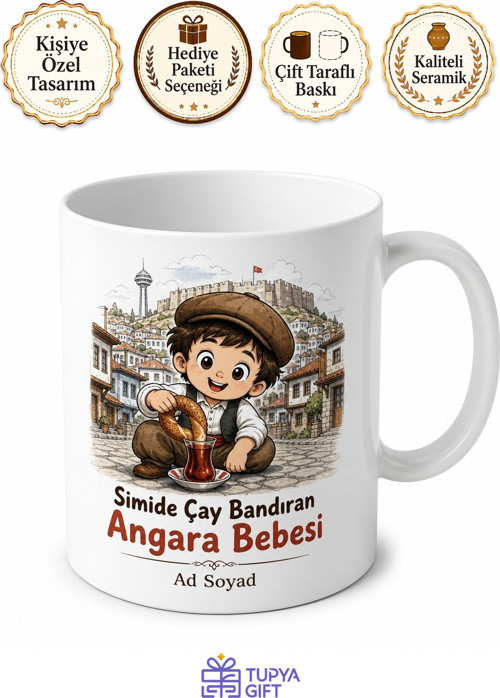 Simide Çay Bandıran Angara Bebesi Sokak Ruhu Kahve Kupası Hediye Bardak