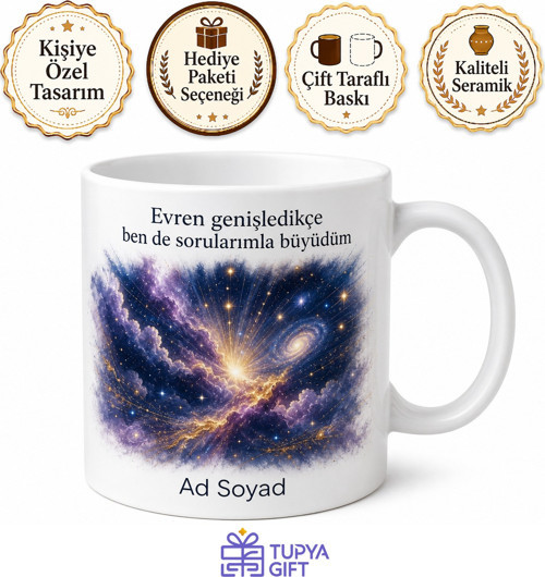 Astrofizikçi Işık Yılı Yıldız Doğumu Evrenin Genişlemesi Baskılı Porselen Kupa Hediye