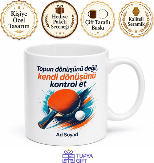 Masa Tenisi Antrenmanına Ara Verenlere Spin Vuruş Hediye Kupa Bardak