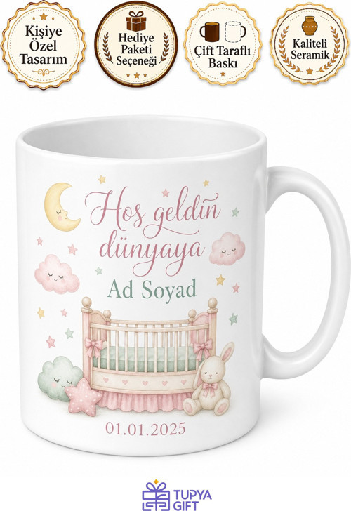 Kişiye Özel Bebek Odası Hatırası Kupa Bardak | İsimli Hediye
