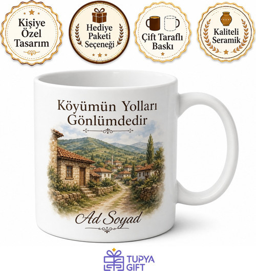 Köyünü Unutmayanlara Baskılı Kupa Bardak Hediye Nostalji Köy Temalı
