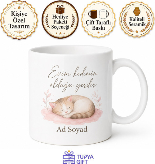 Kedi Severler İçin Özel Tasarım Hediye Kupa