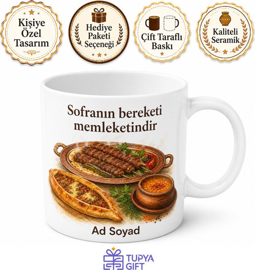 Memleket Yemekleri Temalı Baskılı Kupa Bardak Özel Tasarım Hediye