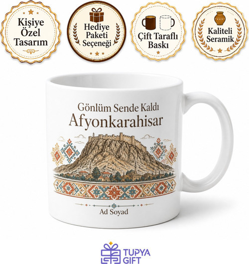 Afyonkarahisar Memleket Temalı Kişiye Özel Baskılı Kupa Bardak Hediye