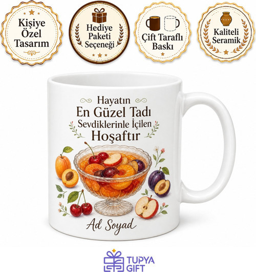 Hoşaf Temalı Baskılı Kupa Bardak Hediye Özel Tasarım Porselen Mug