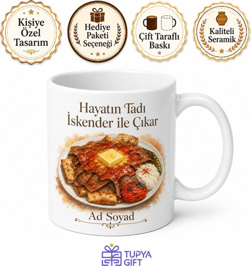 Bursa İskender Keyfi Temalı Kupa Bardak Hediye Özel Tasarım Baskılı Kupa