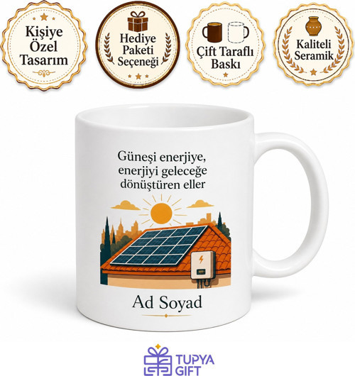 Güneş Enerjisi Sistemleri Kurucusuna Çatı Tipi GES İnvertör Kupa Hediye Bardak