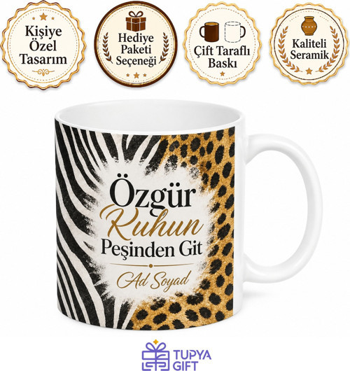 Afrika Safari Çizgileri Zebra ve Çita Desenli Egzotik Kupa Bardak Hediye