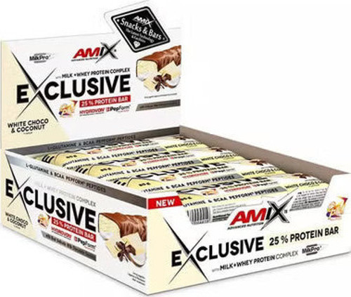 AMIX Exclusive Protein Bar 12x85g - White Choco - Coconut