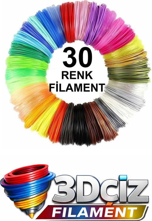 Pla 3D Kalem Filament Pla 30 Renk (30X5 Metre) 125 Metre Pla Filament