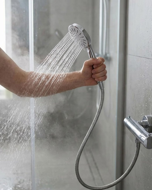 Spiral Hortumlu 4 Kademeli Krem El Duşu Başlığı Banyo Duş Seti - TEOLSA5524-3929