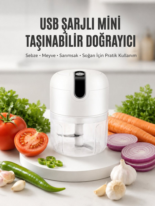 Rondo Doğrayıcı 250 ML Taşınabilir USB Şarjlı Pratik El Rondo Blender Yeni Ne - TEOLSA1239-2