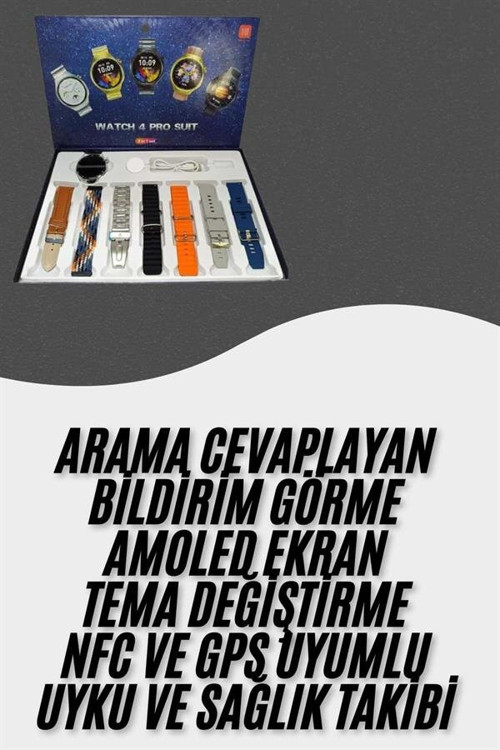 Akıllı Saat Çoklu Kordon Seçenekli Dokunmatik Ekran Nabız Sensörlü - TEOLSA7942-5497