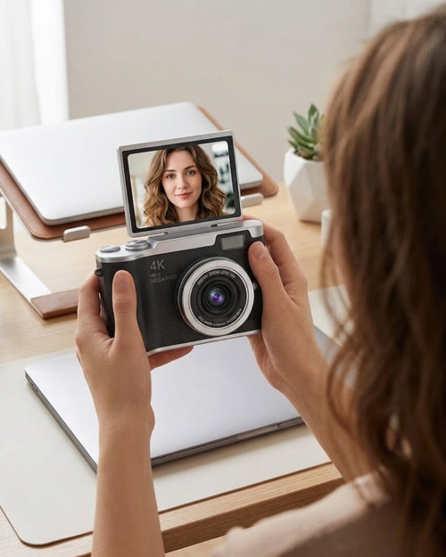 Kompakt 4K Dijital Kamera 48 MP Sensör 8X Zoom Flip Ekran Vlog ve Selfie Uyumlu - TEOLSA1212-4893
