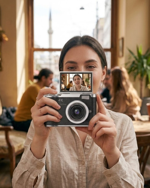 48 MP Kompakt Dijital Kamera 4K Video 8X Zoom ve Flip Ekran Selfie Vlog Uyumlu - TEOLSA5134-8368