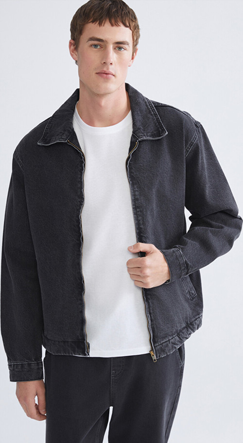 LCW Jeans Siyah Rahat Kalıp Erkek Jean Ceket