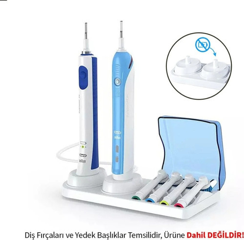 Şarjlı ve pilli diş fırçası tutucu stand ve Koruyucu 2 adet kapak