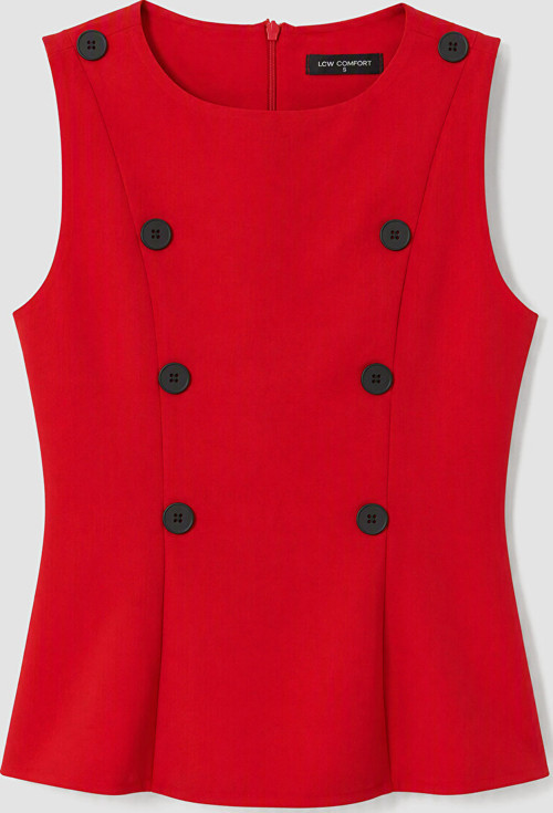 LCW Comfort Kırmızı Bisiklet Yaka Süs Düğmeli Peplum Bluz