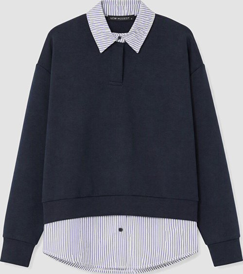 LCW Modest Lacivert Gömlek Yaka Kadın Sweatshirt Tunik
