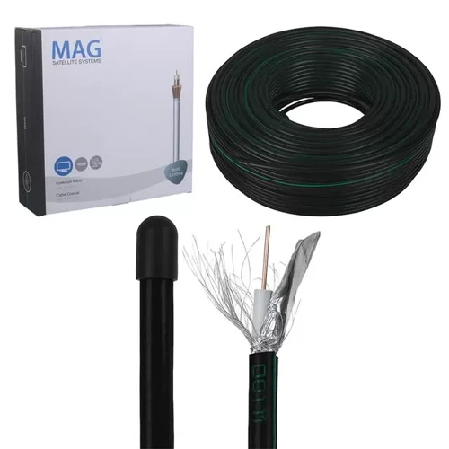 Rg6/U6 Bakır Cu/Cu 80 Tel Siyah Anten Kablosu (100 Metre)