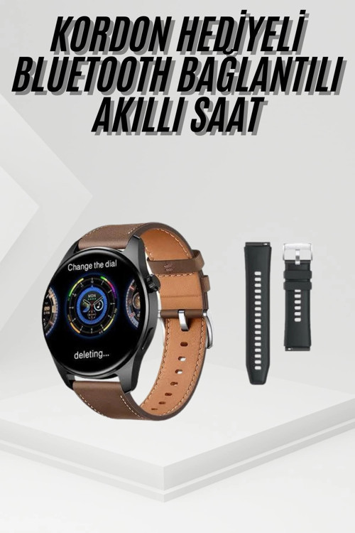 Akıllı Saat Yuvarlak Ekran Sesli Görüşme Özellikli Siyah Akıllı Unisex Kol Saati