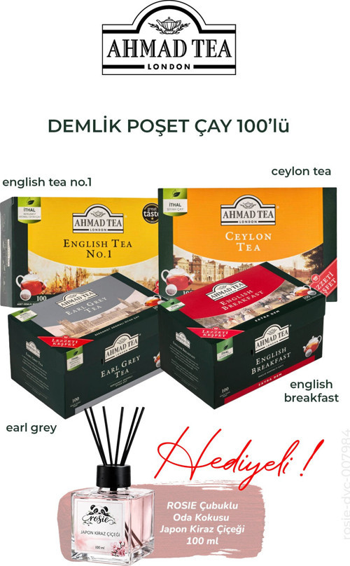 100'lü Demlik Poşet Çay 4 Paket Karma 320 G, ROSIE koku