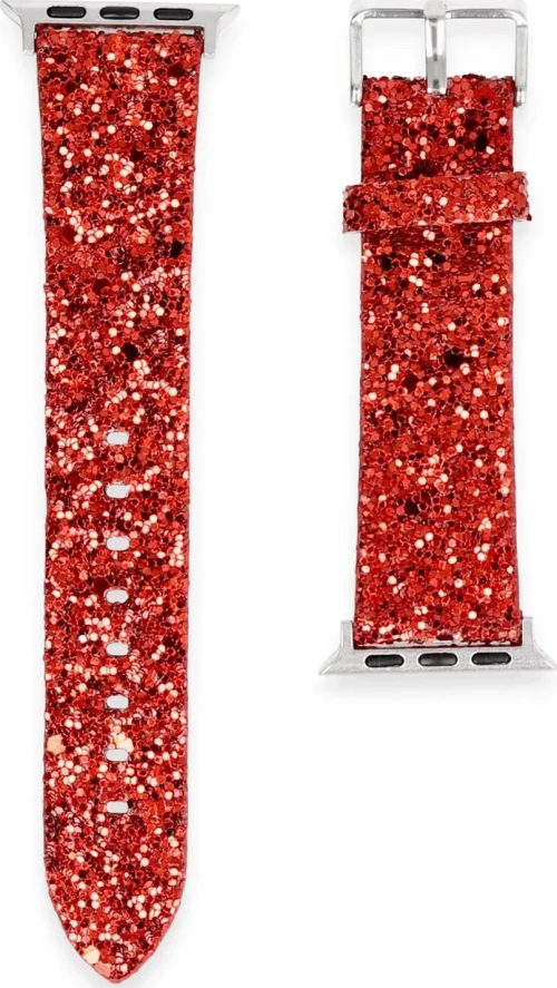 Newface Apple Watch 42mm Starry Taşlı Kordon - Kırmızı