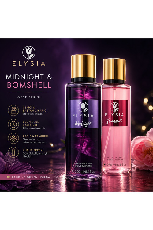 Midnight & Bombshell Kadın Vücut Spreyi Seti 2x250 ml – Kalıcı & Çekici Kokular