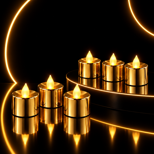 24 ADET GOLD GÜN IŞIĞI LED IŞIKLI MUM GÜN IŞIĞI IŞIKLI TEA LİGHT MUM YILBAŞI NOEL MUMU PİLLİ MUM