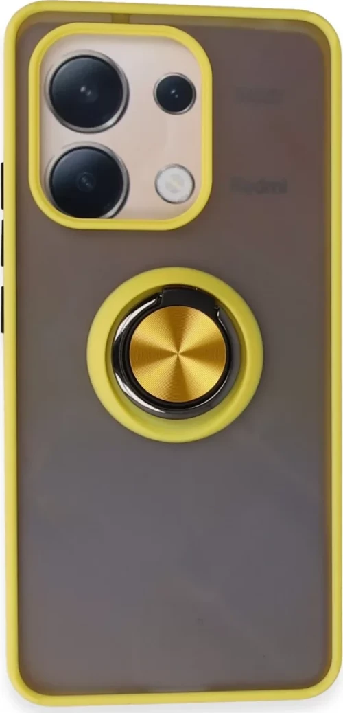 Newface Xiaomi Redmi Note 13 4G Kılıf Montreal Yüzüklü Silikon Kapak - Sarı