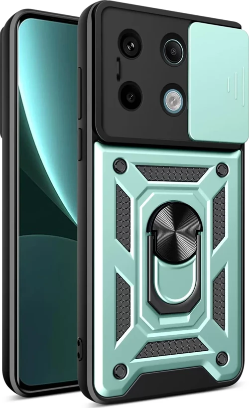 Newface Xiaomi Poco X6 Pro Kılıf Pars Lens Yüzüklü Silikon - Yeşil