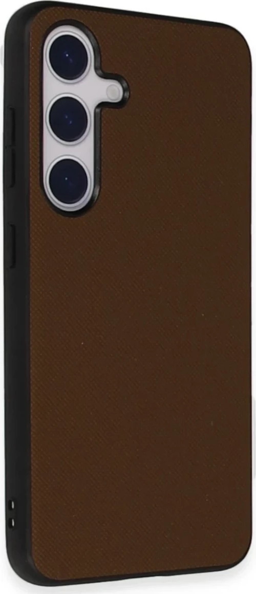 Newface Samsung Galaxy S24 Kılıf Taft Kapak - Kahverengi