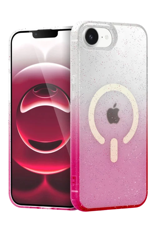 Newface Apple iPhone 16E Pummel Shiny Magsafe Kapak - Pembe