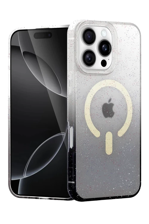 Newface Apple iPhone 16 Pro Max Pummel Shiny Magsafe Kapak - Siyah